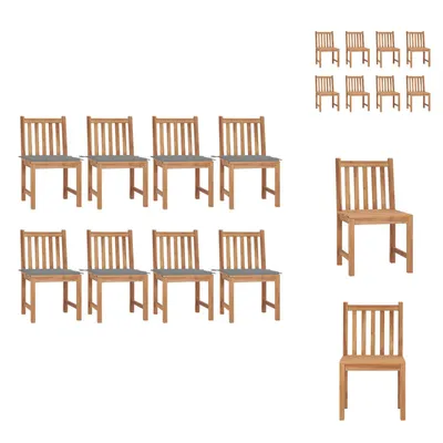 Produktbild von vidaXL Gartenstühle 8 Stk. mit Kissen Massivholz Teak -  Gartenstühle