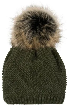 Produktbild von styleBREAKER Uni Einfarbige Strick Bommelmütze fein gestrickt mit Fleece Futter, Winter Fellbommel Mütze 04024175