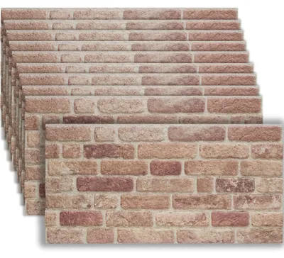Produktbild von tectake® 3D Wandpaneele Steinoptik 100x50cm Stärke 2cm 10er Set Abdeckungsfläche 5m² Backstein sandbraun