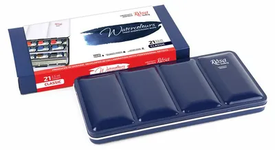 Obrázok produktu pre Sada akvarelových farieb "Classic" kovové puzdro, 21 farieb, plné panvice, ROSA GALLERY