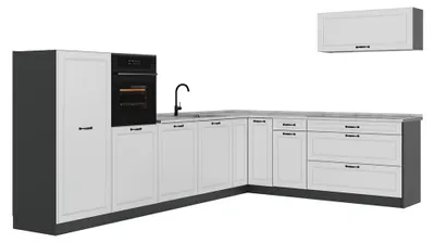 Productafbeelding van Hoekkeuken Vicco R-Line Wit landelijk/Antraciet 327 x cm marmer werkblad, Model 68228
