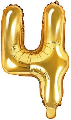 Zdjęcie produktu dla Balon foliowy Cyfra 4, 35cm, złoty