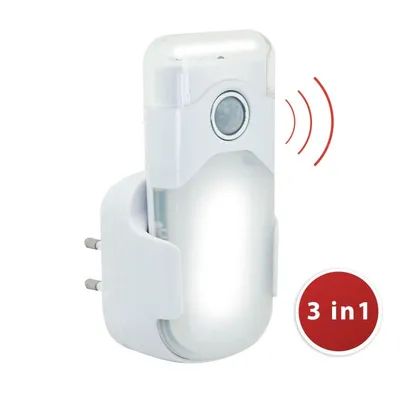 Zdjęcie produktu dla Lampka nocna LED z automatycznym oświetleniem awaryjnym, zapobiegająca zaciemnieniu, praktyczna funkcja latarki, z czujnikiem ruchu i czujnikiem PIR, gniazdo pionowe