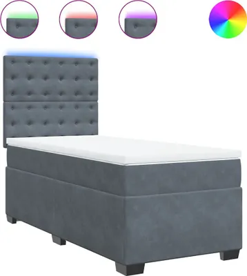 Produktbild von vidaXL Boxspringbett mit Matratze Dunkelgrau 90x190 cm Samt