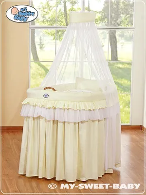 Produktbild von MY SWEET BABY Babybett Korb Naturfarbe mit Holzuntergestell und Matratze