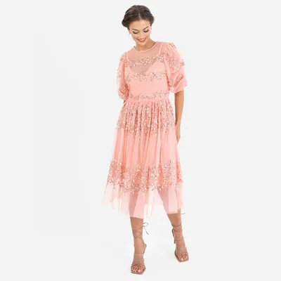 Produktbild von Maya Deluxe Damen Womens Midi Ladies Sequin Embellished Short Sleeve Dress for W