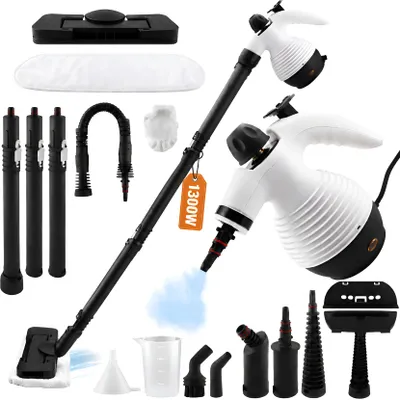 Produktbild von 2 in 1 Handdampfreiniger, 1300W Dampfreiniger mit 16 Zubehör, Multifunktional Dampfreiniger, für Böden, Fenster, Sofas, Küche, mit Sicherheitsschloss