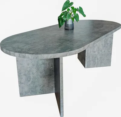 Produktbild von Esstisch 204 x 90 cm Holz Graue-Optik gerade Kante oval V-Gestell OVI