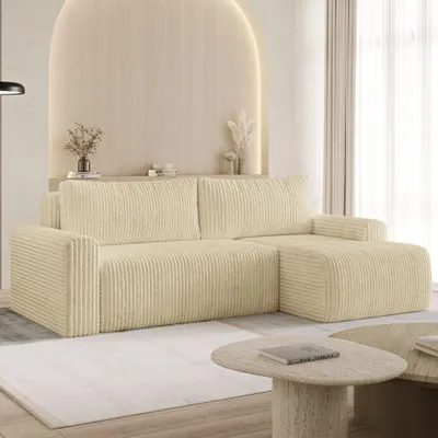 Produktbild von Ecksofa MILO SMALL mit Schlaffunktion und Bettkasten, rechte Ecke- TILIA 08