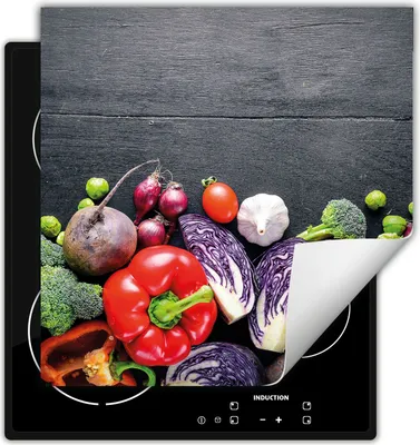 Produktbild von DarHaus Herdabdeckplatte 50x52 cm Anti Rutsch Matte Aufrollbar, Gemüse