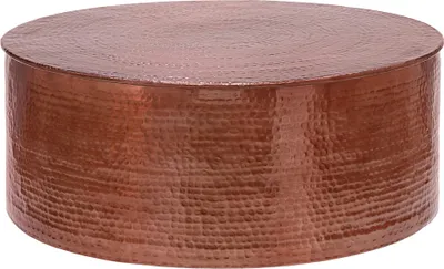 Produktbild von WOMO-DESIGN Couchtisch Ø 90x37 cm Kupfer Unikat Hammerschlag-Optik Handgefertigter Beistelltisch Orientalischer Wohnzimmertisch Runde Tisch Aluminium