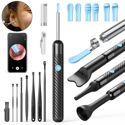 Produktbild von Ohrenschmalz-Entferner mit Ohrkamera, 17pcs HD-Ohrenreinigungs-Set mit Kamera und 6 LED-Lichtern,300-mAh-Akku, kompatibel mit iOS & Android