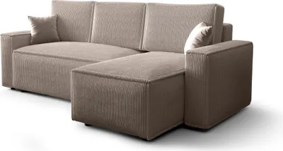 Produktbild von FEDVE Ecksofa Eldon L Form Sofa Schlaffunktion Bettkästen Sofagarnitur Seite Universal Beige (Poso 02)