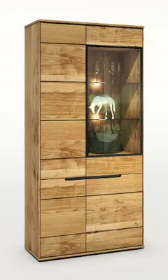 Produktbild von Vitrine Hochschrank Lola Eiche-teilmassiv furniert B 102x H 197x T 42 cm