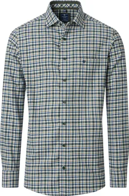 Produktbild von REDMOND Herren Flanellhemd Langarm Kent Comfort Grün Karo L