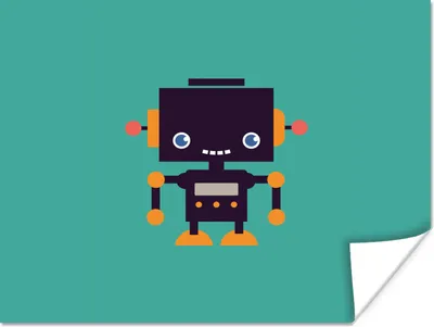 Produktbild von MuchoWow® Poster Roboter - Gesicht - Antenne - Blau - Jungen 80x60 cm - Kunst für zu Hause