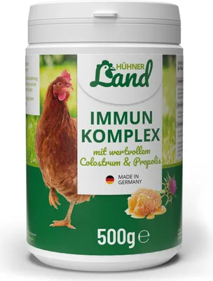 Produktbild von HÜHNER Land Immun Komplex 500g für Hühner, Küken & Geflügel I Futterergänzung für Hühnerfutter, Geflügel Futter mit Bierhefe I Hühner Immunstärkung