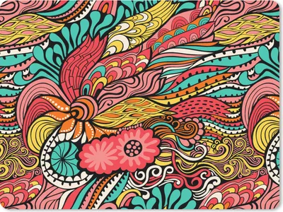 Produktbild von MuchoWow® Mauspad Mousepad Bohème - Muster - Blumen 40x30 cm - Mousepads - Maus Mat - Pad - Mausunterlage - Anti Rutsch