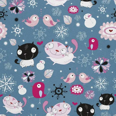 Produktbild von OUTDOOR DEKOSTOFFE OXFORD - Motiv Katzenliebe Vogelliebe I DX391