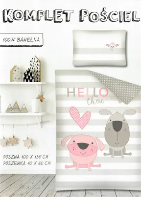 Produktbild von Detexpol Baby Bettwäsche 100% Baumwolle Zwei Hunde 100x135 cm