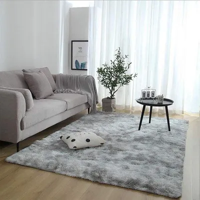 Immagine prodotto di Tappeto Unyqoos® in pelo lungo, 120 x 160 cm – tappeto in velluto morbido, lavabile, con base antiscivolo, ideale per soggiorno e camera da letto, colore grigio/bianco