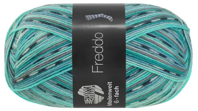 Produktbild von Lana Grossa MEILENWEIT 150 g FREDDO 6-fach Sockenwolle Farbe 9739 - Minttürkis/Hellgrau/Türkis/Weißgrün/Türkisblau/Dunkelgrau/