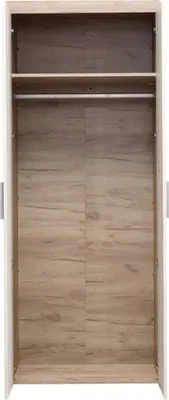 Produktbild von Dmora Kleiderschrank 2 Türen Egna 80 x 202h cm Weiß Lärche, Kleiderstange Schubladen
