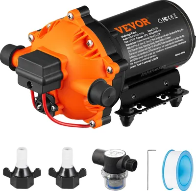 Zdjęcie produktu dla Pompa membranowa VEVOR, 12 V DC, przepływ 5,5 GPM, ciśnienie znamionowe 70 PSI (regulowane w zakresie 40–100 PSI), samozasysająca pompa natryskowa 1/2 cala MNPT z przełącznikiem ciśnieniowym do kamperów, przyczep kempingowych, łodzi, trawników