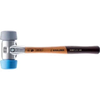 Image de Marteau de protection SIMPLEX, 50:40, TPE-soft / TPE-mid ; avec boîtier en aluminium et manche en bois de qualité | D=50 mm | 3113.051