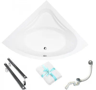 Produktbild von Aqua For You | Besco Eckbadewanne Mia – Badewanne – 140x140 Cm - Antibakterielle Beschichtung - Mit Siphon Und Füßen - Acryl