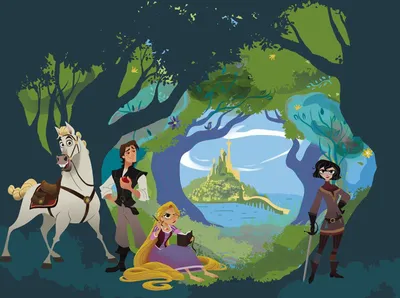 Obrázek produktu pro Nástěnná malba Disney Tangled v modré a zelené barvě - 612106 - 350 x 280 cm