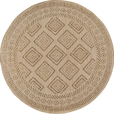 Obrázok produktu pre Mira, koberec s geometrickým vzorom, tkaný, priemer 80 cm, béžová farba