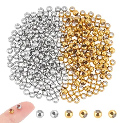 Produktbild von Runde Abstandsperlen - 4 mm Edelstahl - Schmuckherstellung für Armbänder und Halsketten - 300 Stück in 2 Farben