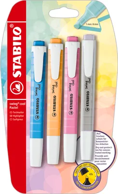 Image de Marqueur de texte - STABILO swing cool Pastel - 4er Pack