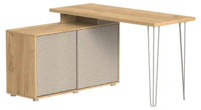 Zdjęcie produktu dla Biurko narożne Vicco Notivo Kaszmir 135 x 55 cm z szafką na dokumenty, Model 58708