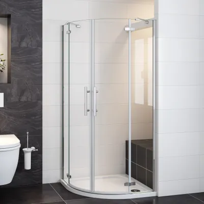 Produktbild von 90x90cm 195cmDuschkabine Runddusche Duschabtrennung Scharniertür Nano Glas Dusche
