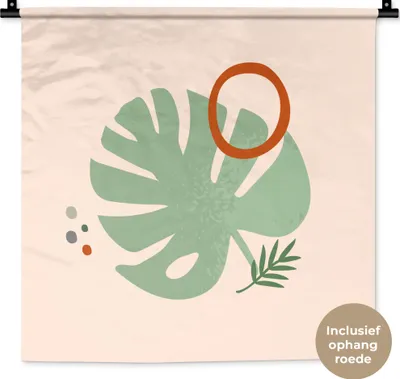 Produktbild von MuchoWow® Wandteppich Wandbehang Blätter - Sommer - Minimalismus 60x60 cm Tapisserie Dekoration Wandtuch - Dekorationen - Wand Decke