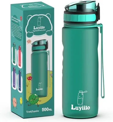 Produktbild von Famanu Trinkflasche für Kinder, 500 ml, BPA-frei, mit Fruchteinsatz, grün