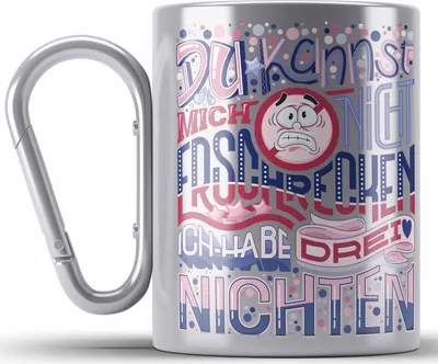 Produktbild von Trendation - Tante Geschenk Edelstahl Tasse Karabiner 3 Nichten Geschenkidee von Nichten an Tante Lustiger Spruch für Tante (Silber)