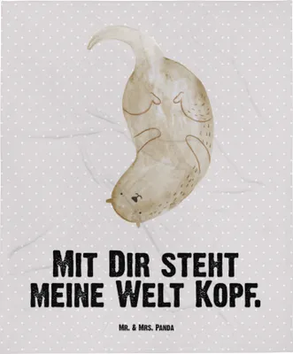 Produktbild von Mr. & Mrs. Panda Babydecke Otter Kopfüber - Grau Pastell - Geschenk, Schmusedecke, Verknallt, Seeotter, Fleecedecke, Verliebt, Erstlingsdecke, Schlummerdecke, Liebe