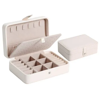 Produktbild von Schmuckschatulle Tragbar Schmuckbox Klein Schmuckaufbewahrung Schmuckkästchen für Ringe Ohrringe Halskette Weiß