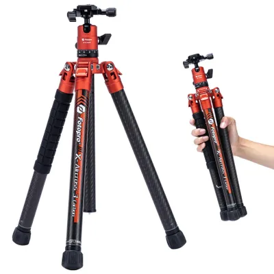 Produktbild von Fotopro X-Aircross 3 Reisestativ aus Kohlefaser 152 cm, 360° Panorama Kugelkopf, 0,94 kg leicht, kompakt für DSLR, max. Traglast 10 kg, mit Tragetasch