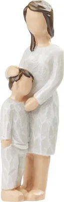 Produktbild von Hobbyfun Miniatur Dekofigur Mutter mit Sohn 8 cm Polyresin Holzoptik Figur Mini