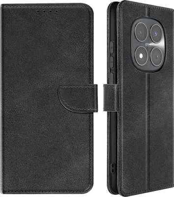 Image de Avizar, étui à rabat pour Redmi Note 15 Pro 5G aspect cuir, compartiment pour cartes, noir