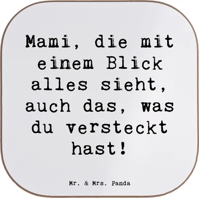 Produktbild von Mr. & Mrs. Panda Untersetzer für Gläser Spruch Mami Superkraft - Weiß - Geschenk, Aufmerksamkeit, Glas, Verwandte, Freundschaft, persönliche Erinnerungen, Coaster, Mom