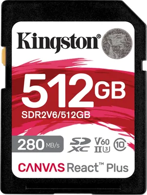 Zdjęcie produktu dla SD Card 512GB Kingston SDXC React+ 280R/150W Reader retail