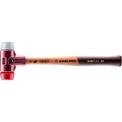 Produktbild von HALDER SIMPLEX Schonhammer Ø 30 mm TPE-mid grau / Plastik rot mit Tempergussgehäuse