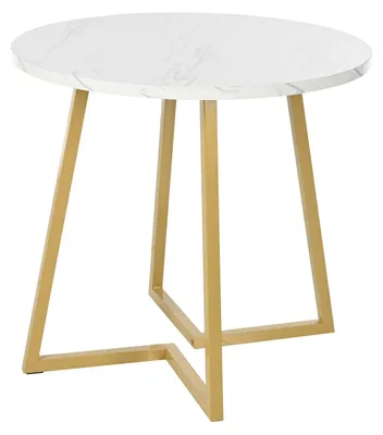 Produktbild von Runder Esstisch,Küchentisch,einzigartiger Metallrahmen,Esstisch in modernem Marmormuster,geeignet für Esszimmer und Wohnzimmer