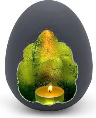 Produktbild von Deko Ei aus Metall - ca. 15 x 12 cm - Teelicht Halter zu Ostern - Farbe: grau