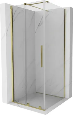 Produktbild von Mexen Velar ausziehbare Duschabtrennung 120 x 120 cm, transparent, Gold - 871-120-120-01-50
